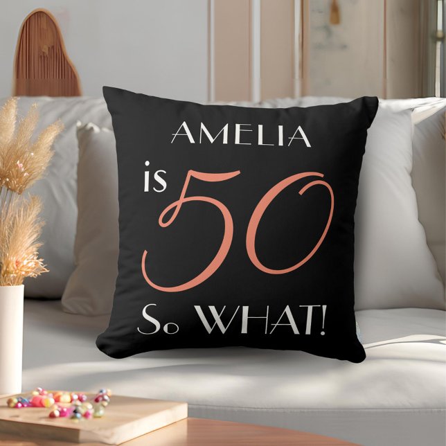 Funny Elegant Black 50th Birthday Cushion (Creator Uploaded)
