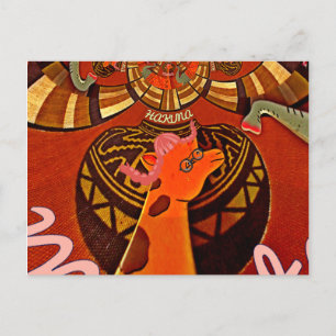 Funny Elegant Giraffe Accessorised African Style Postcard