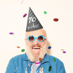 Funny Elegant Grey Stripe Pattern Man 70 Birthday Party Hat