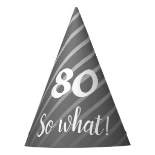 Funny Elegant Grey Stripe Pattern Man 80 Birthday Party Hat