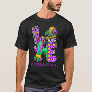 Funny Elementary Principal Mardi Gras Family Match T-Shirt