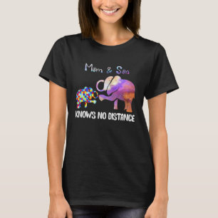 Funny Elephant Autism Mother And Son Knows No Dist T-Shirt