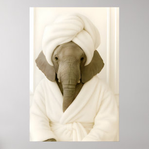 Funny Elephant Bathroom Print, Elephant In Poster