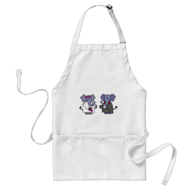 Funny Elephant Bride and Groom Wedding Design Standard Apron (Front)