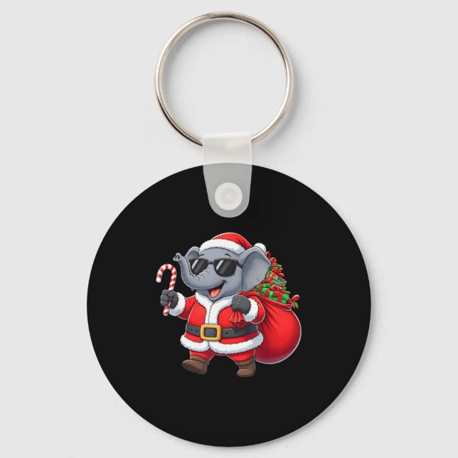 Funny Elephant Christmas Santa Outfit Xmas Boys Gi Key Ring (Front)