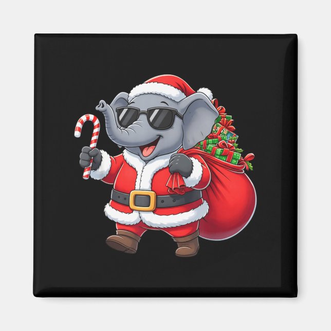 Funny Elephant Christmas Santa Outfit Xmas Boys Gi Magnet (Front)