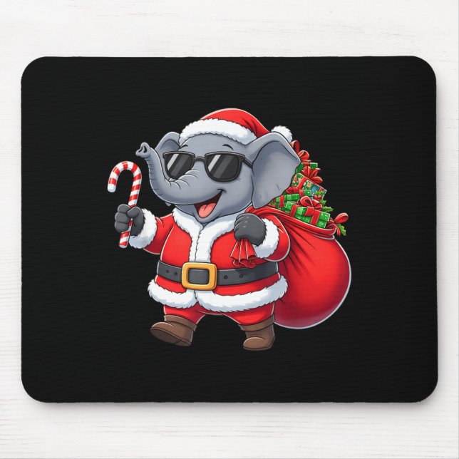 Funny Elephant Christmas Santa Outfit Xmas Boys Gi Mouse Pad (Front)