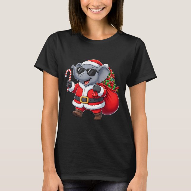 Funny Elephant Christmas Santa Outfit Xmas Boys Gi T-Shirt (Front)