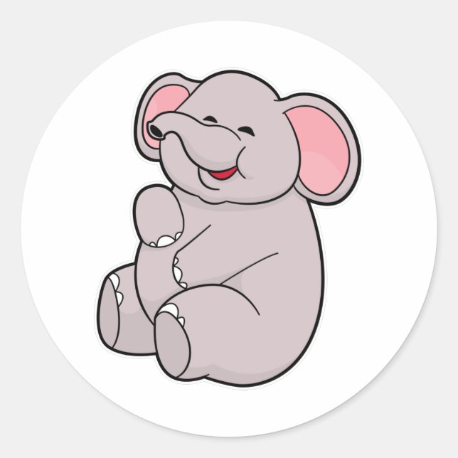 Funny Elephant Classic Round Sticker (Front)