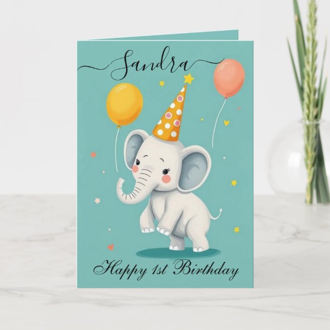 Funny Elephant Happy Birthday Card (Front)
