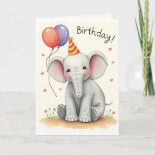 Funny Elephant Happy Birthday Card