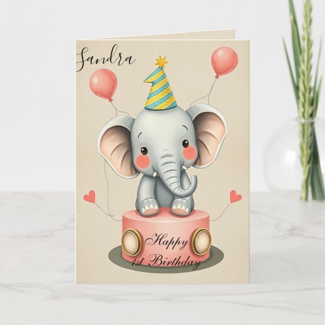 Funny Elephant Happy Birthday Card (Front)