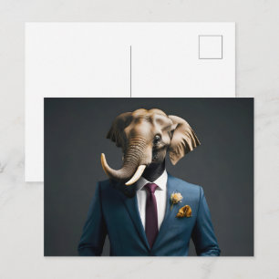 Funny elephant in suit postcard