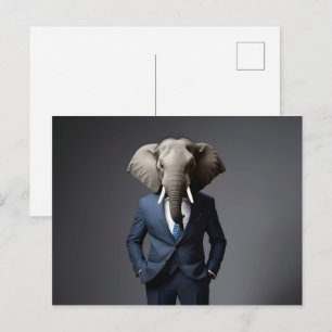 Funny elephant in suit postcard