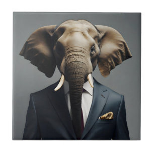 Funny elephant in suit tile