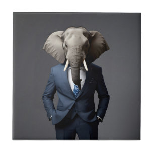 Funny elephant in suit tile