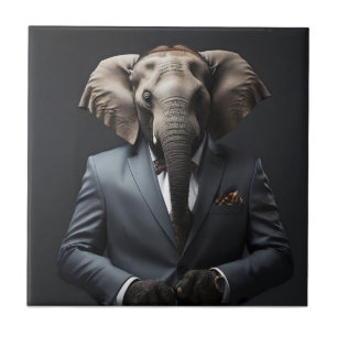Funny elephant in suit tile