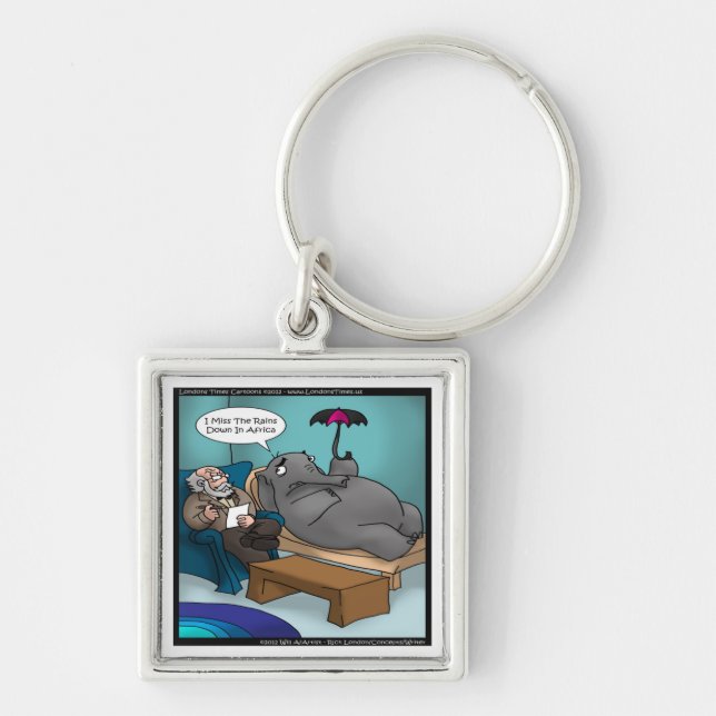Funny Elephant In Therapy Cards Tees Gifts Etc Key Ring (Front)