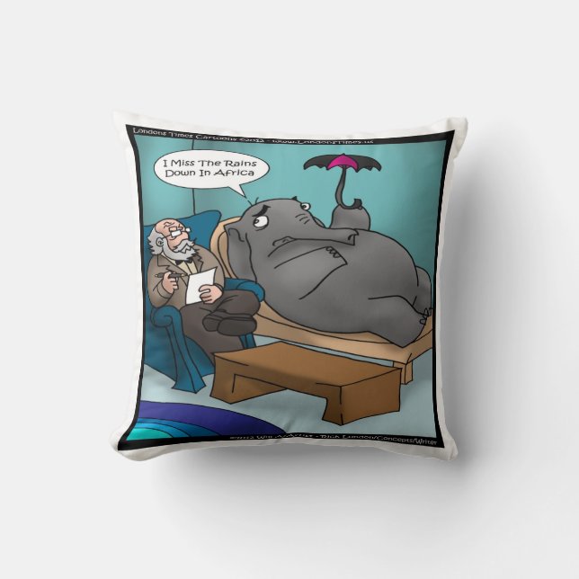 Funny Elephant In Therapy Throw Pillow (Front)