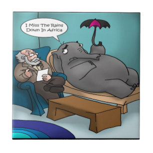 Funny Elephant In Therapy Tile