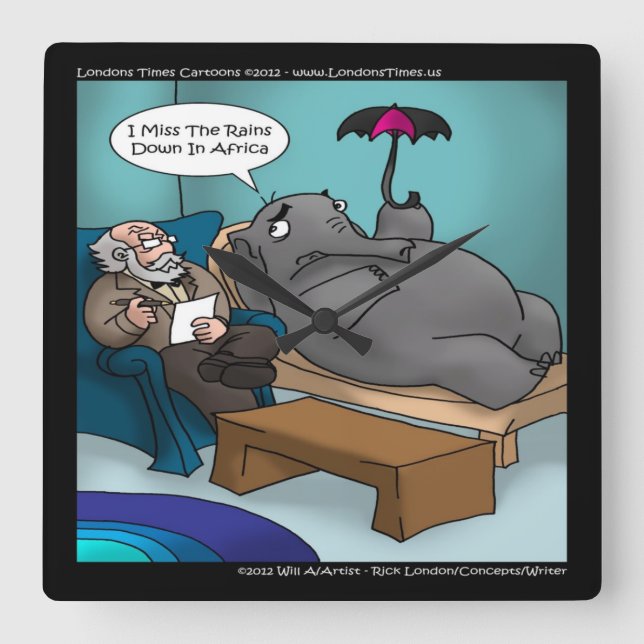Funny Elephant In Therapy Wall Clock (Front)