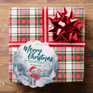 Funny Elephant Merry Xmas tree snow Holiday party Decoration Card