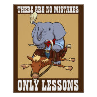 Funny Elephant No Mistakes Only Lessons Cartoon