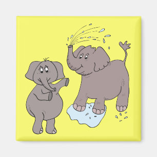 funny  elephants "cartoon" magnet