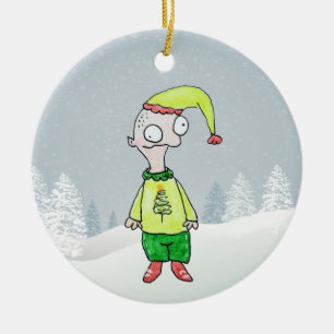 Funny Elf  Ceramic Tree Decoration