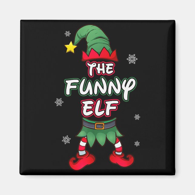 Funny Elf Christmas Pajamas Pjs Matching Family Gr Magnet (Front)