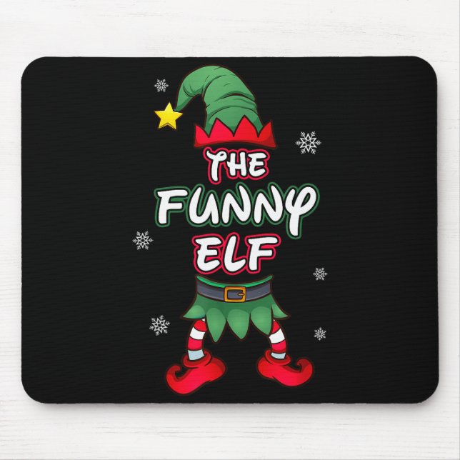 Funny Elf Christmas Pajamas Pjs Matching Family Gr Mouse Pad (Front)