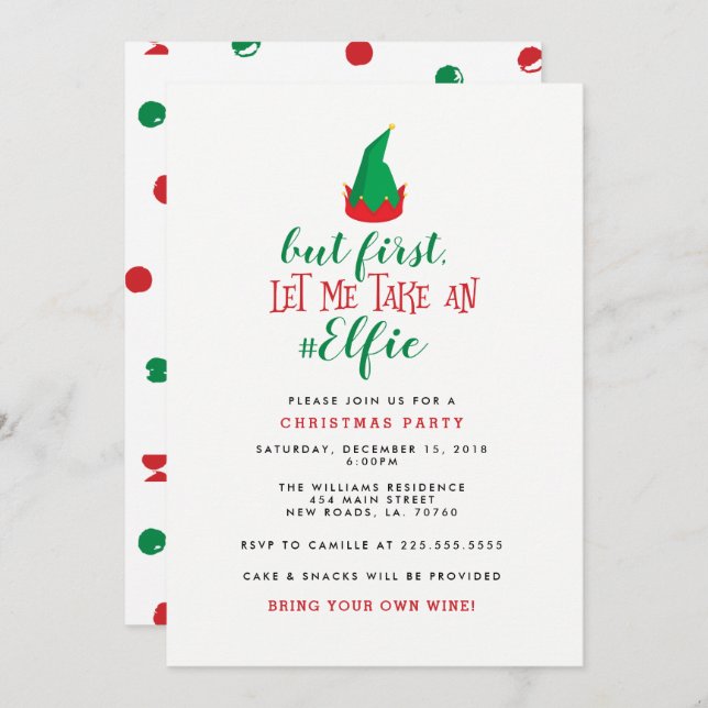 Funny Elf Christmas Party Invitation (Front/Back)