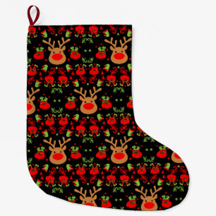 Funny Elf Christmas Wrapping Large Christmas Stocking