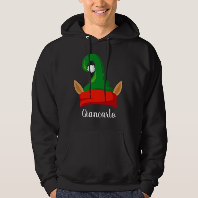 Funny elf ears red green hat personalised  hoodie (Front)
