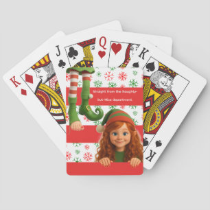 Funny Elf Faces & Legs North Pole Mischief Playing Cards