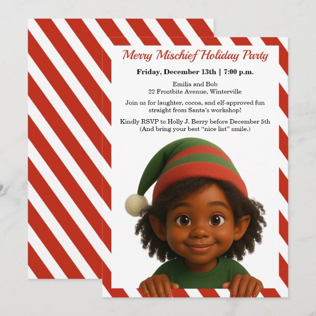 Funny Elf Faces | North Pole Fun Christmas Party  Invitation (Front/Back)