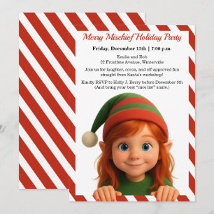 Funny Elf Faces   North Pole Fun Christmas Party  Invitation