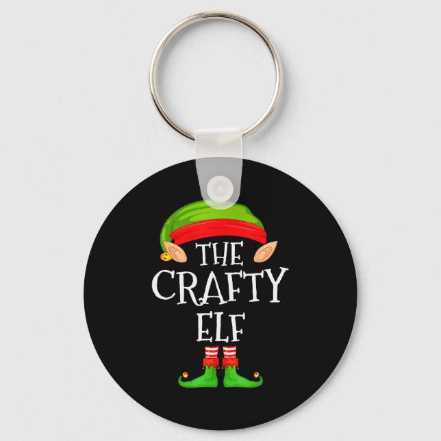 Funny Elf Family Christmas Crafty Elf Sweater Matc Key Ring (Front)