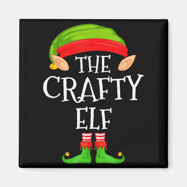 Funny Elf Family Christmas Crafty Elf Sweater Matc Magnet (Front)
