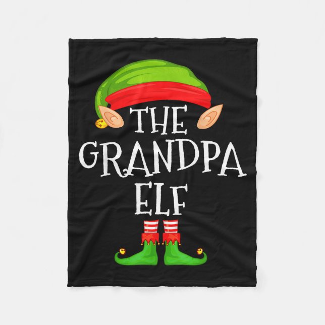 Funny Elf Family Christmas Grandpa Elf Sweater Mat Fleece Blanket (Front)