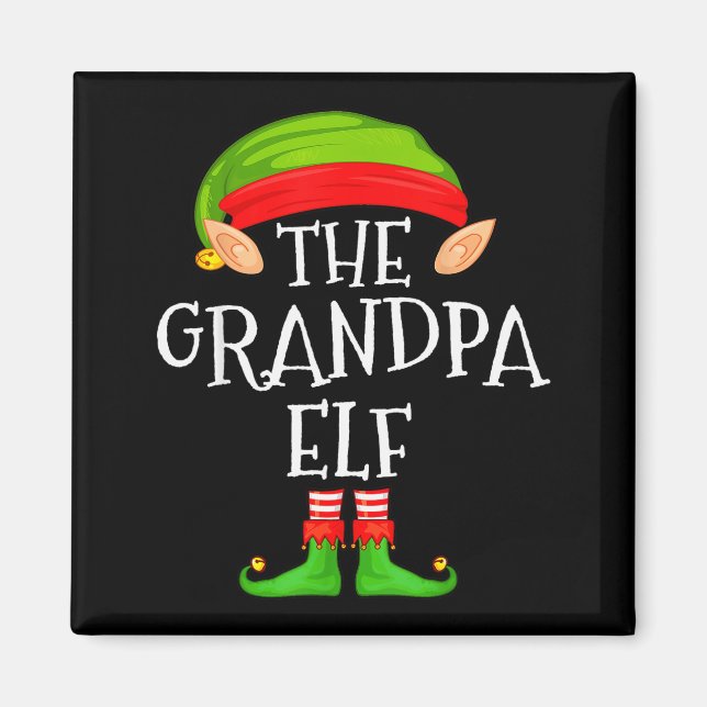 Funny Elf Family Christmas Grandpa Elf Sweater Mat Magnet (Front)