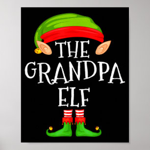 Funny Elf Family Christmas Grandpa Elf Sweater Mat Poster