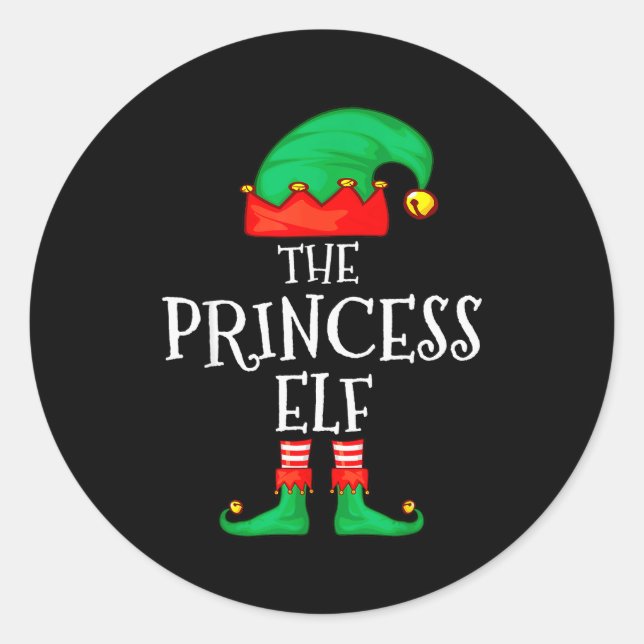 Funny Elf Family Christmas Princess Elf Sweater Me Classic Round Sticker (Front)