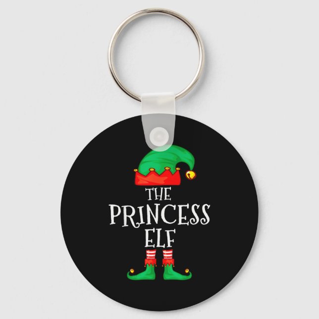 Funny Elf Family Christmas Princess Elf Sweater Me Key Ring (Front)