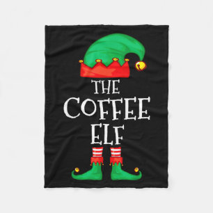 Funny Elf Family Christmas The Coffee Elf Sweater  Fleece Blanket