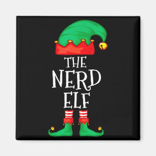 Funny Elf Family Christmas The Nerd Elf Sweater Me Magnet