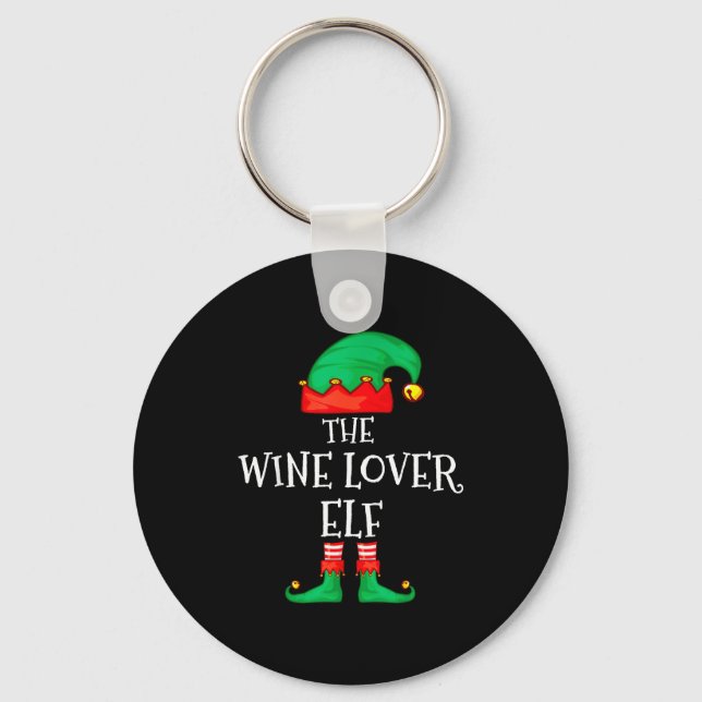 Funny Elf Family Christmas The Wine Lover Elf Men  Key Ring (Front)