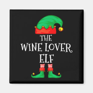 Funny Elf Family Christmas The Wine Lover Elf Men  Magnet