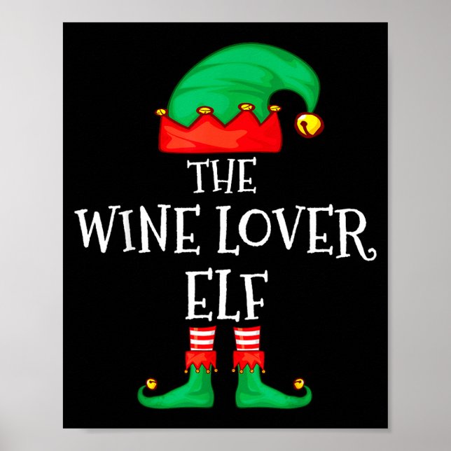 Funny Elf Family Christmas The Wine Lover Elf Men  Poster (Front)