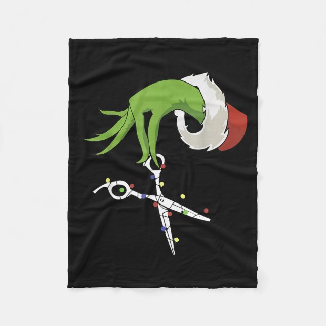 Funny Elf Hands Hair Stylist Hairdresser Scissor B Fleece Blanket (Front)